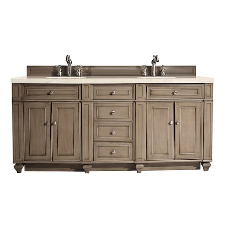 James Martin Vanities Bristol 72in Double Vanity, Whitewashed Walnut w/ 3 CM Eternal Marfil Quartz Top 157-V72-WW-3EMR